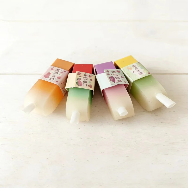 

4pcs/lot Creative Milk Tea Pencil Eraser Cute Writing Drawing Rubber Pencil Erasers Stationery Gifts School Supplies