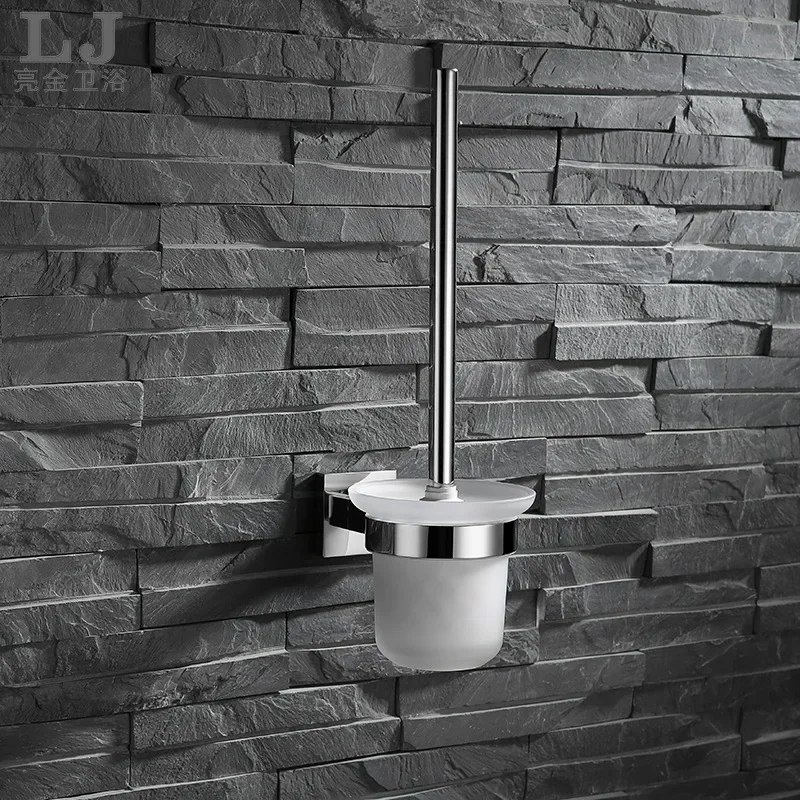 304 Stainless Steel Toilet Brush Holder Complete Set Mirror Light Hotel Home Bathroom Toilet Brush Holder Wall-mounted
