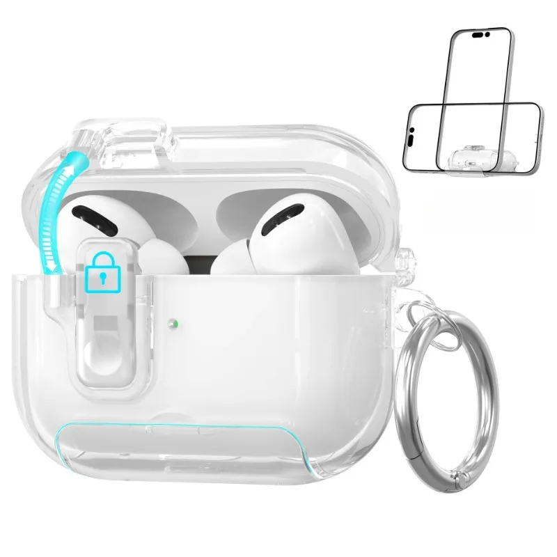 

Transparent TPU Holder w/ Lock Buckle For Apple AirPods Pro 2/4 - Protective