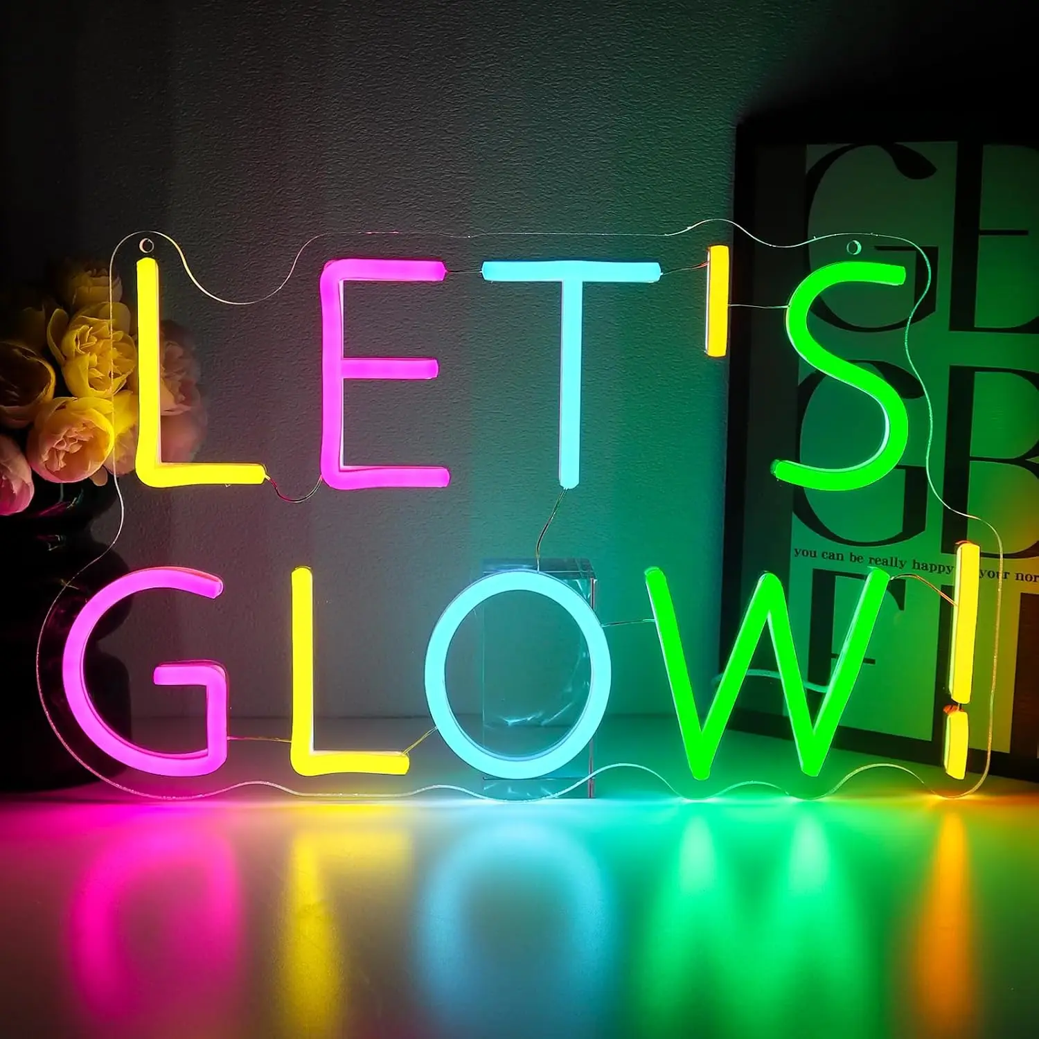 

Let's Glow Neon Sign USB Dimmable LED Neon Light for Birthday Party Bar Home Pub Game Room Wall Art Theme Party Decoration Gift