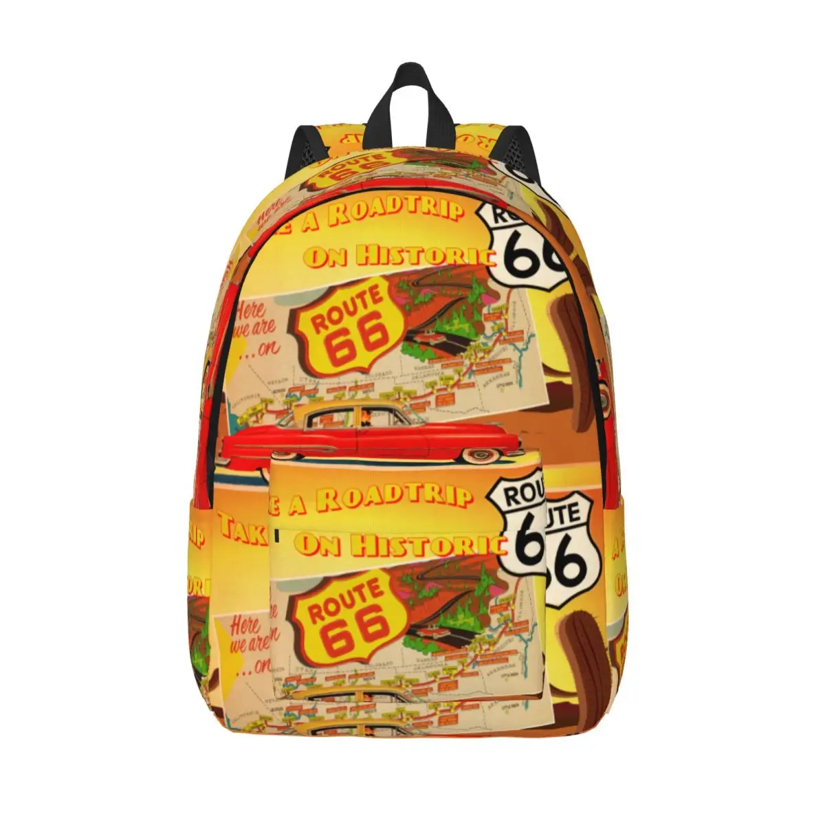 Custom Vintage USA America Highway Route 66 Laptop Backpack Women Men Fashion Bookbag for College School Students Bag