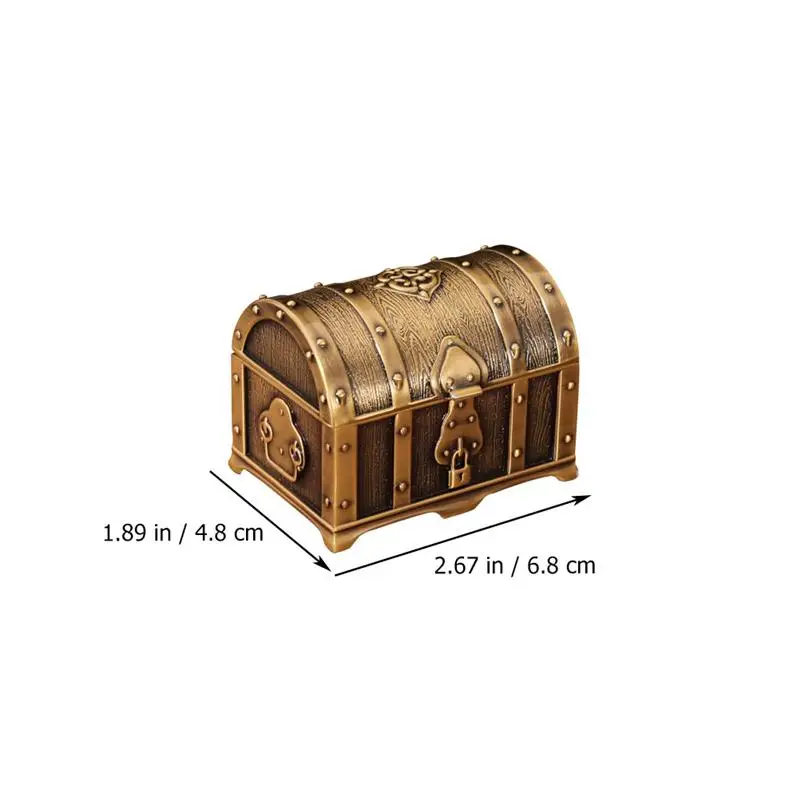 Scatola gioielli tesoro gingillo Vintage Storage metallo custodia in legno organizzatore anello pirata Retro Keepsake porta legno Mini scatole