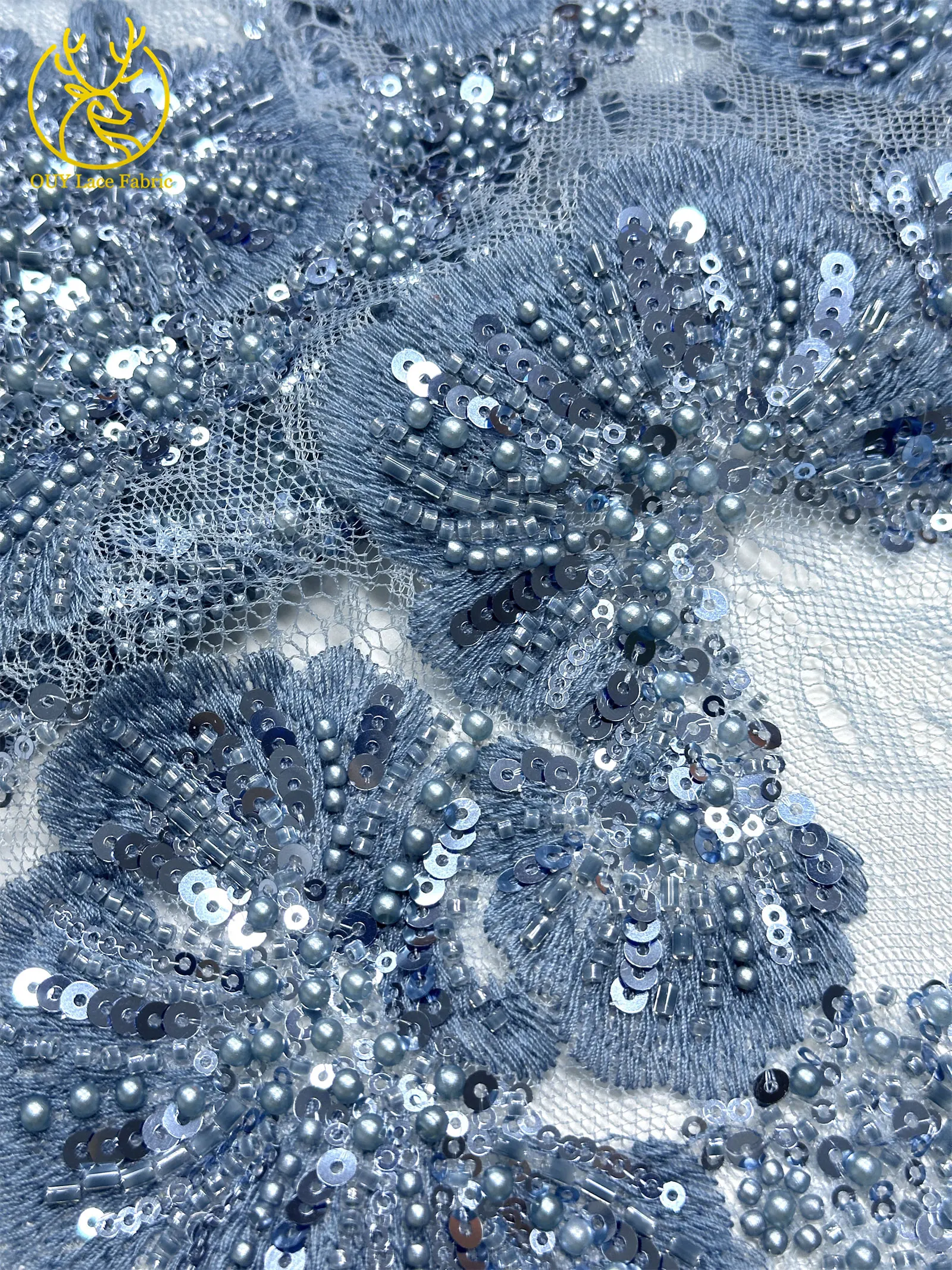 2026 Afrikanischer Bräutigam Bestickter Spitzenstoff Hochwertige Französische Pailletten-Spitze 5 Yards Marineblau Perlenbesetzter Spitzenstoff für Party-Hochzeitskleider – Detail 25