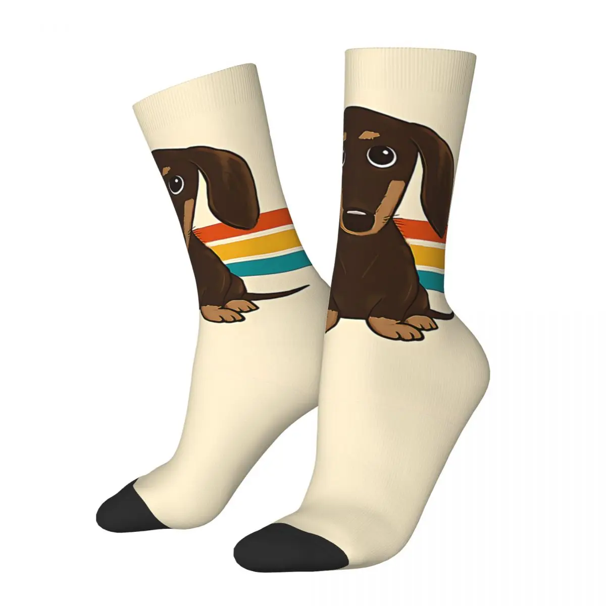 Hip Hop Vintage Cute Chocolate Crazy Men\'s Socks Dachshund Pet Dog Unisex Harajuku Printed Happy Novelty Crew Sock Boys Gift