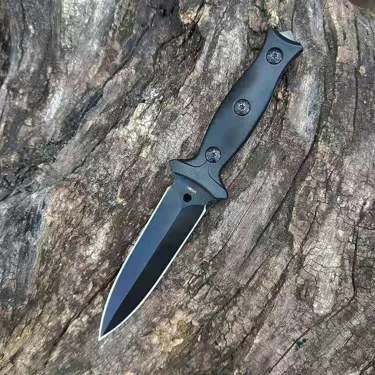 Tactical Fixed Knife Black Stainless Steel Blade ABS Handle with Kydex Sheath EDC Outdoor Knives Hunting Camping Pocket Tool