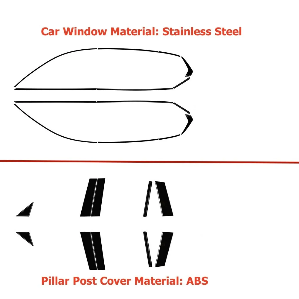 24pcs Glossy Black Car Window Moulding Pillar Column Trim For Mazda CX-50 23-25