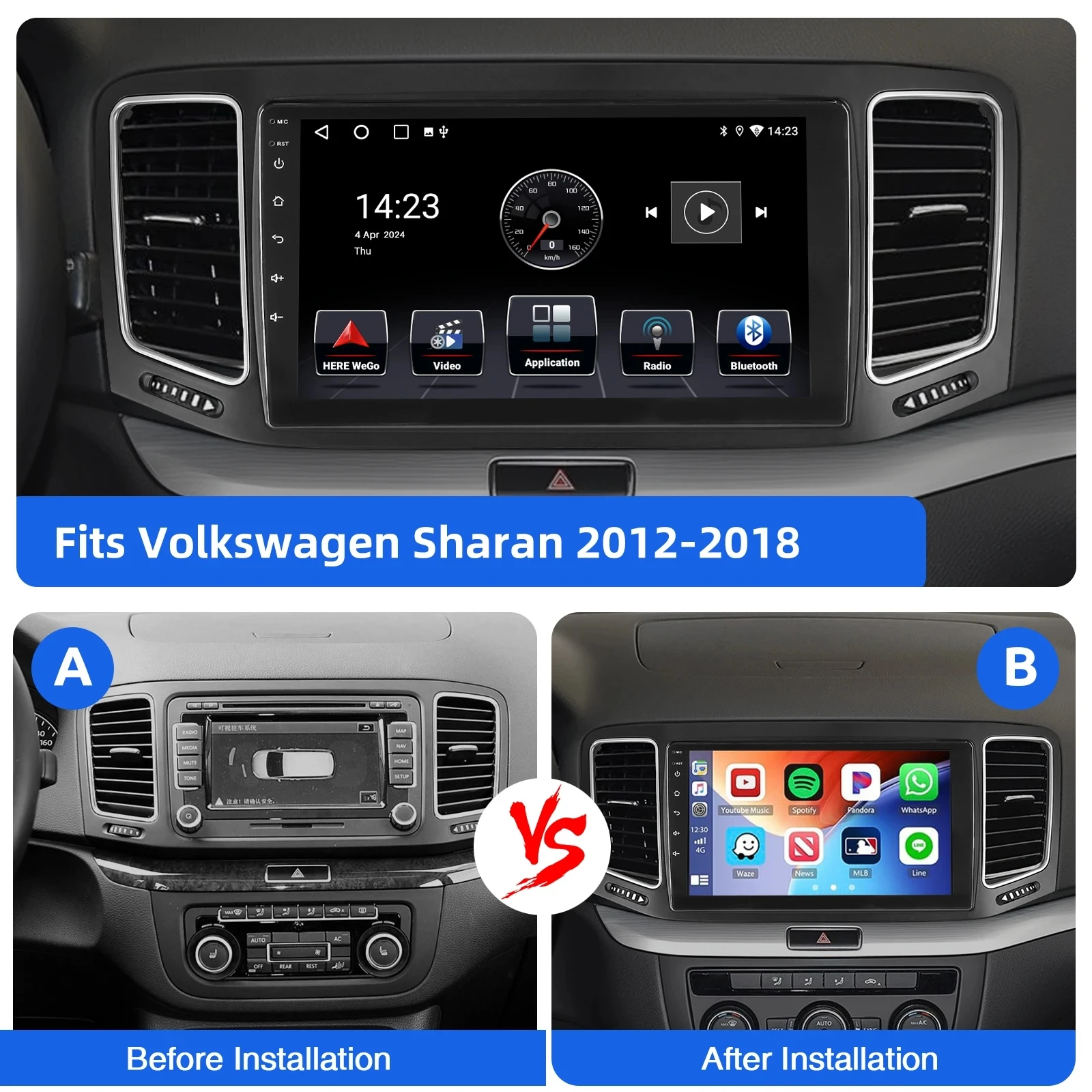 For VW Sharan Seat Alhambra 7N 2010 - 2022 Android 16 Car Radio Multimedia Video Player CarPlay Auto 4G Wifi GPS Head Unit DSP