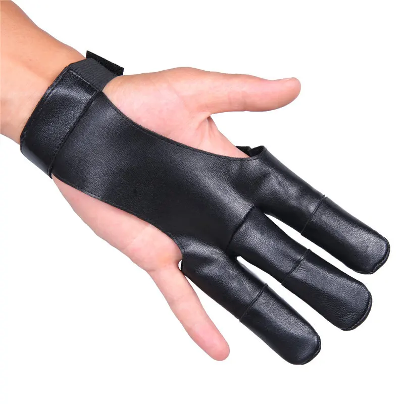 Bow and arrow finger protection sheepskin gloves thickened finger protection anti bending outdoor three finger archery