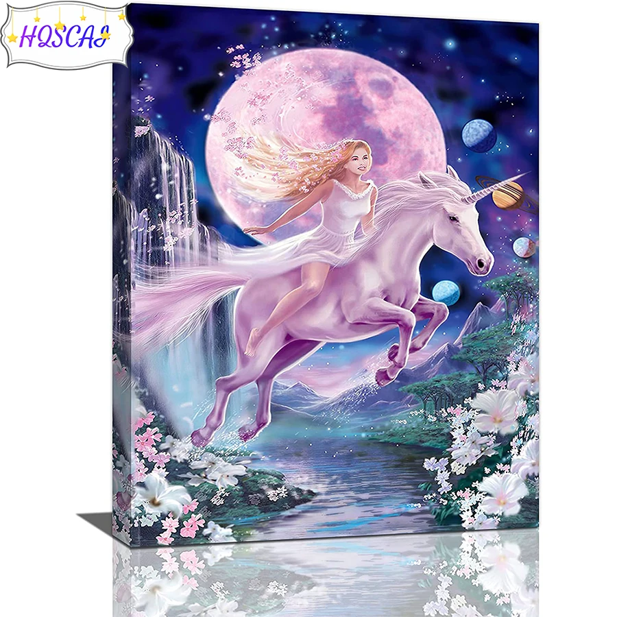 

5D DIY Beautiful garden landscape, girl and unicorn Diamond Painting Full Square Diamond Painting Sale Rhinestones Pictures