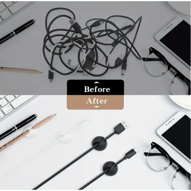 5PCS White Cable Wire Managers Storage Desktop White Cable Organizer Cable Clip Desk Set Wire Usb Charger Earphone Holder