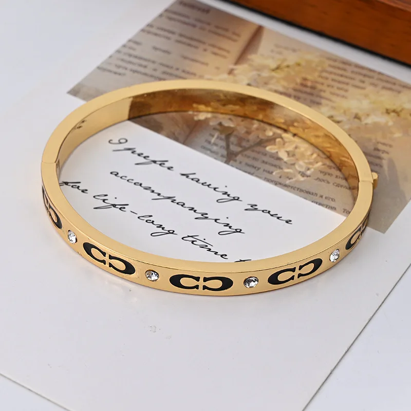 

New Stainless Steel Letter C Fashion Bracelet Bangle for Women Gold Color Waterproof High QualityJewelry Pulseras Mujer