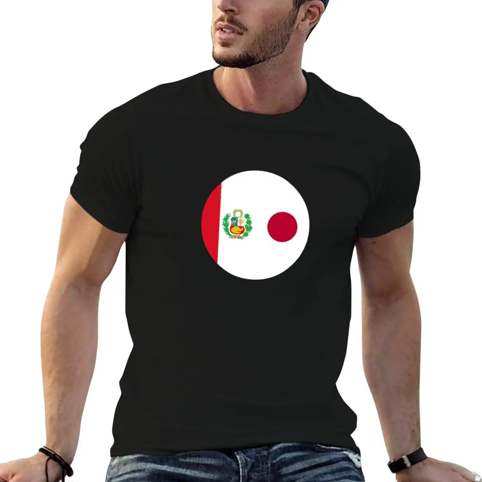 

Half Japanese, Half Peruvian (Circle) T-Shirt cotton tshirt 100% man graphic t shirt T-Shirt
