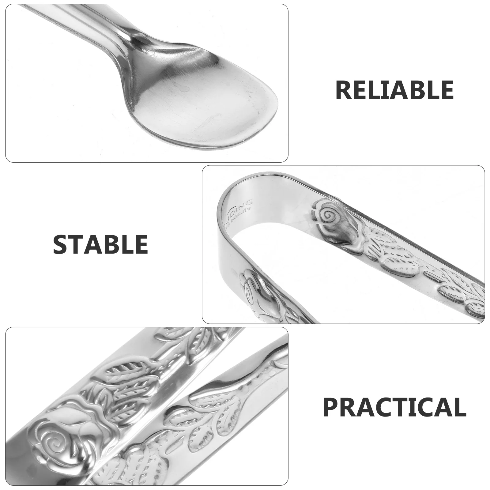 

3 Pcs Food Clip Clips Stainless Steel Tongs for Serving Sugar BBQ Mini Cubes Suger Ice Cooking