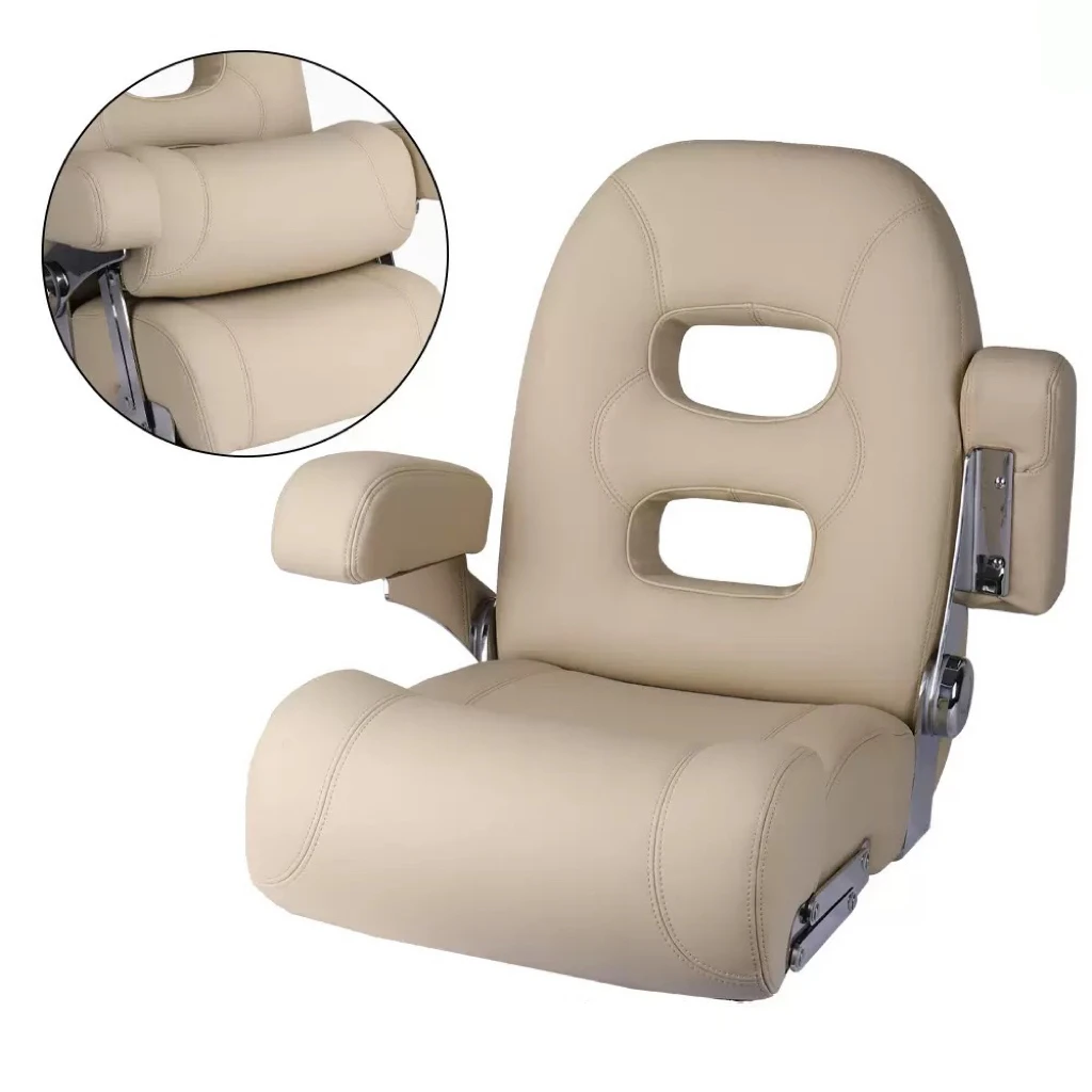 Marine Luxurious Seats RV Yacht High Back Soft Pack Seat Aluminum Hinge Chair Customize Waterproof Anti UV Folding Adjustable