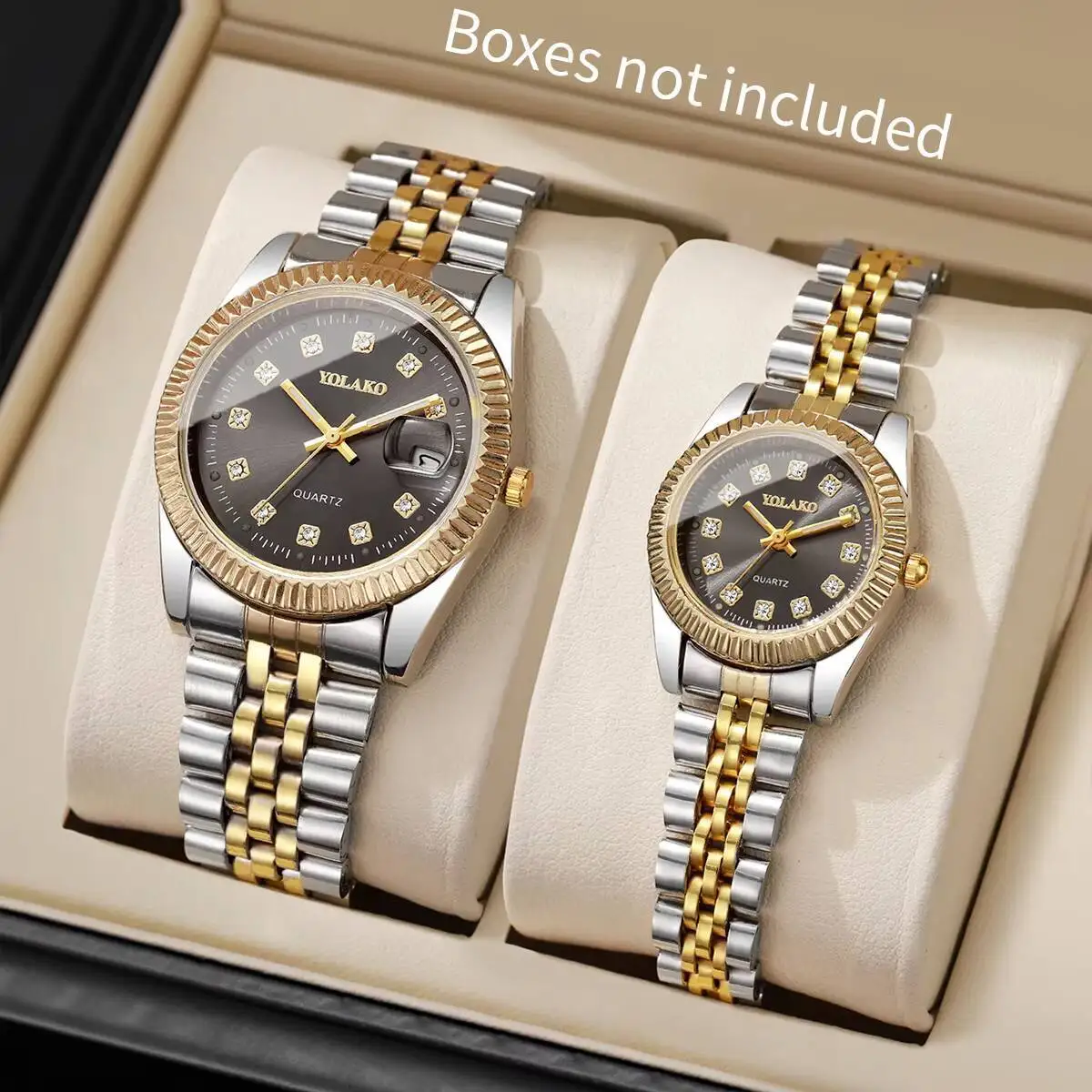 

2 шт. модные часы для пар, роскошные мужские и женские кварцевые наручные часы с календарем Reloj Hombre Mujer (без коробки)