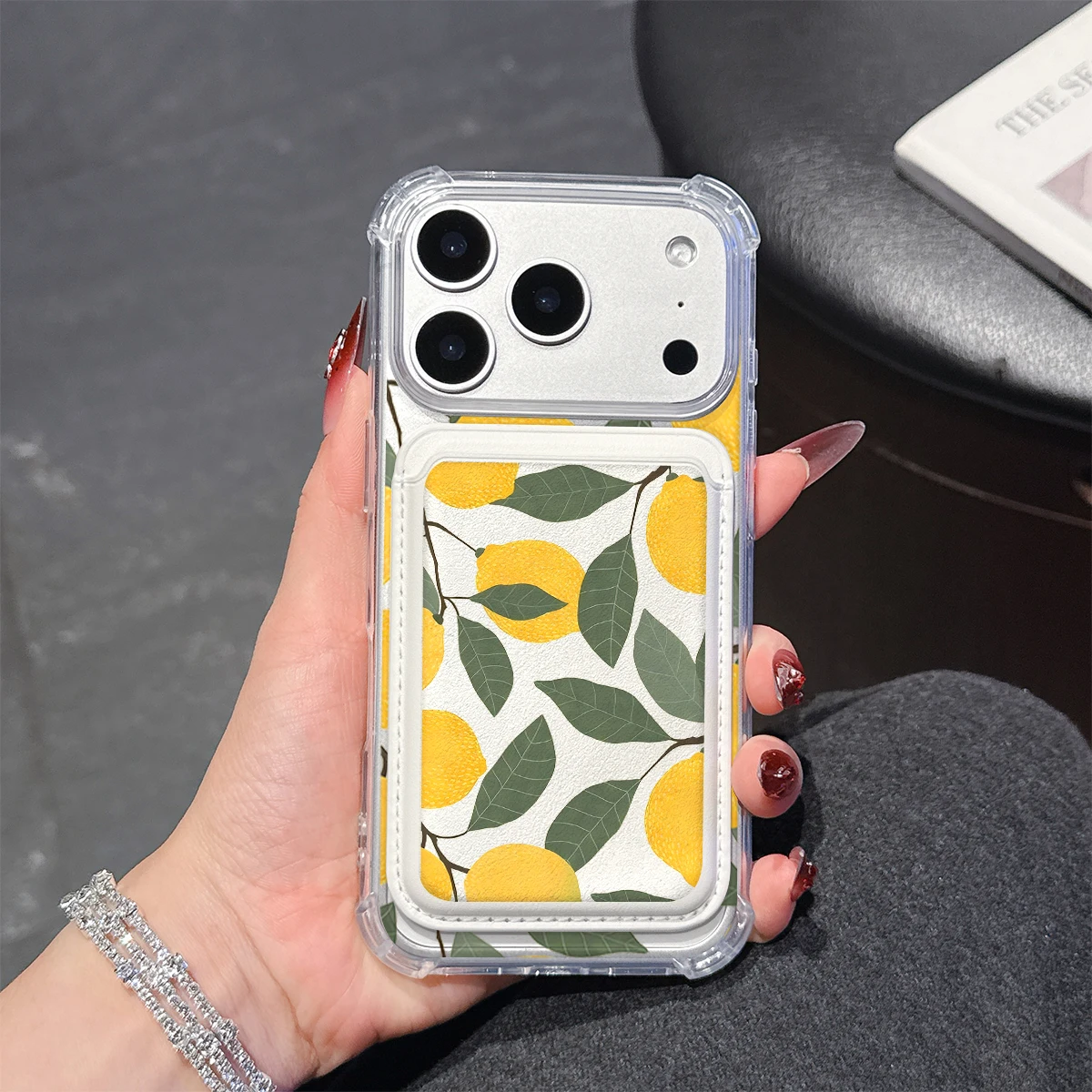 Citrus Bloom Phone Case For iPhone 17 16 15 14 13 Pro Max Plus Wallet Pocket Transparent Soft TPU for Magnetic Phone Case