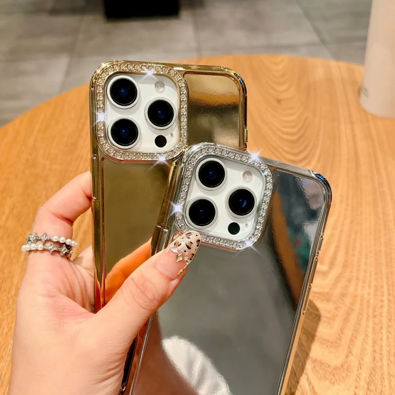 الفاخرة تصفيح الماس عدسة الكاميرا بلون الاكريليك الحال بالنسبة آيفون 16 15 14 13 12 برو ماكس زائد لينة للصدمات غطاء الوفير