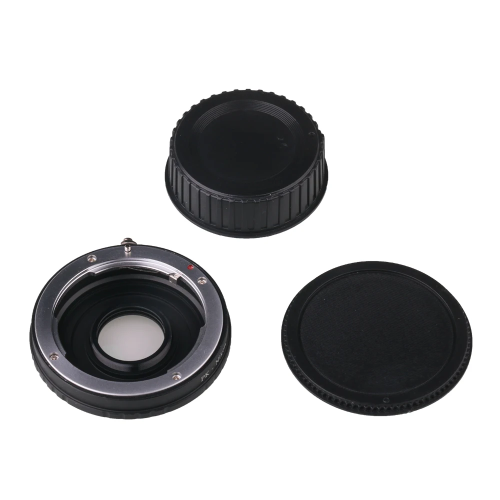 

Переходное кольцо PK-Nik F для объективов Pentax K на камеры Nikon F (D750, D850) с коррекцией AI, стеклянной линзой и автофокусом до бесконечности.