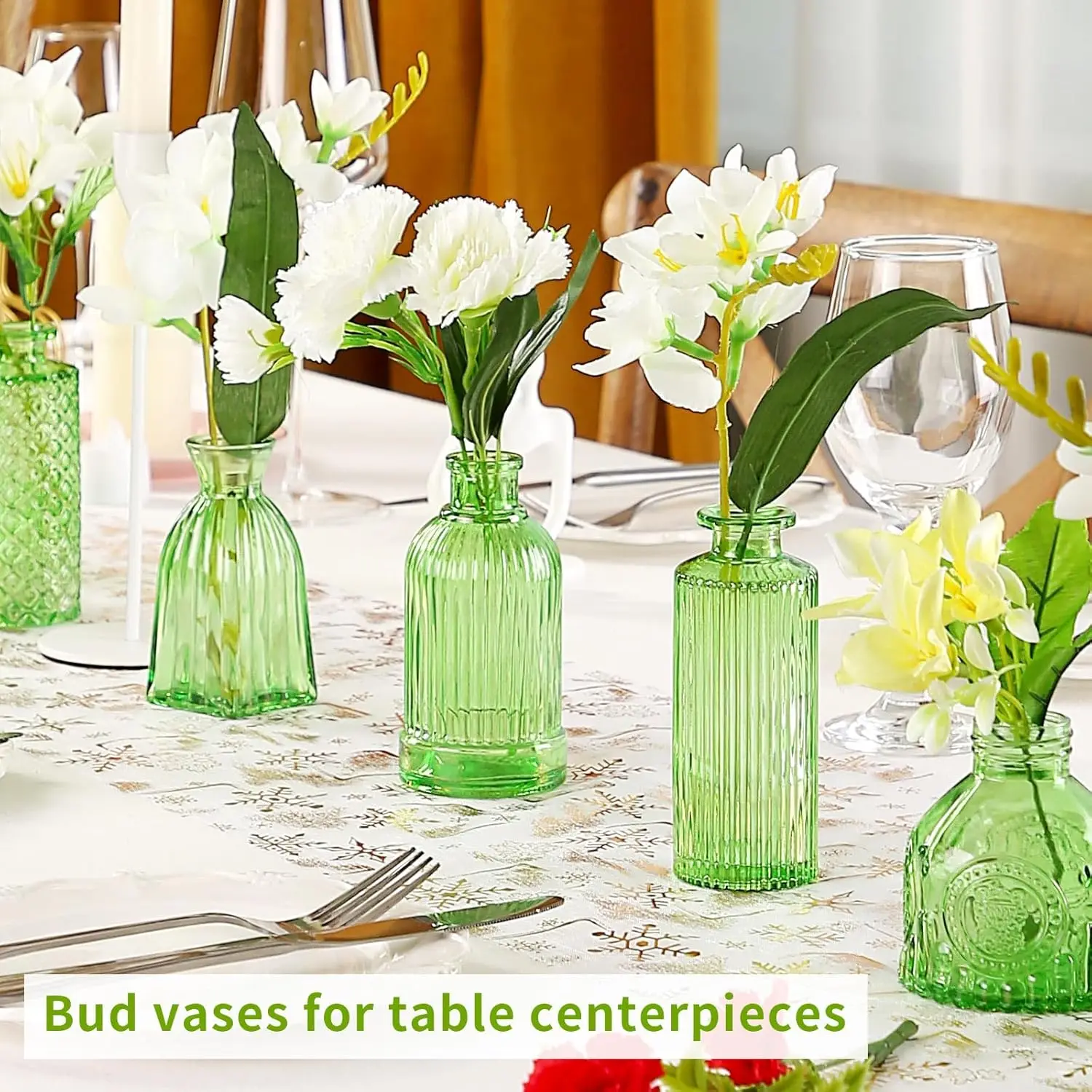 Small Flower Vases in Bulk  Vintage Mini Vases for Wedding Decor, Home Table Decorations Diffuse Bottles,(30 Pck Light Green)