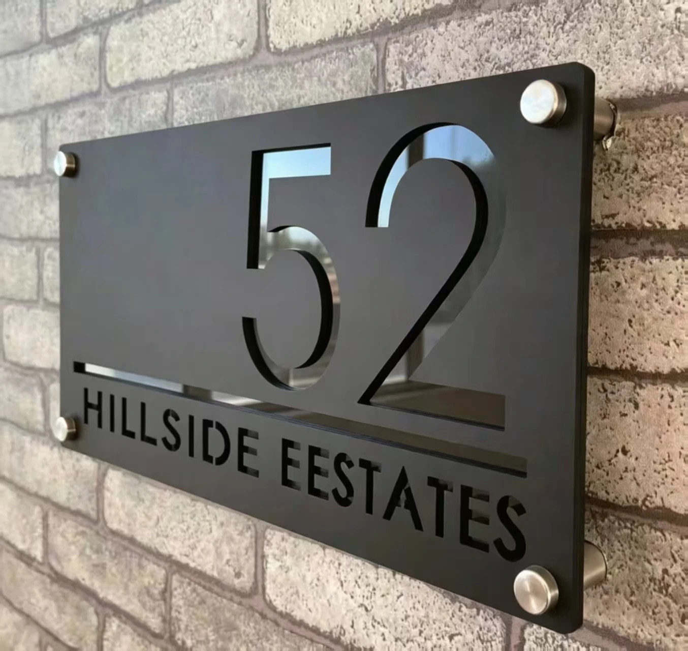 Laser-cut custom 3D acrylic door signs, personalized outdoor address, name, door, wall, and room signs