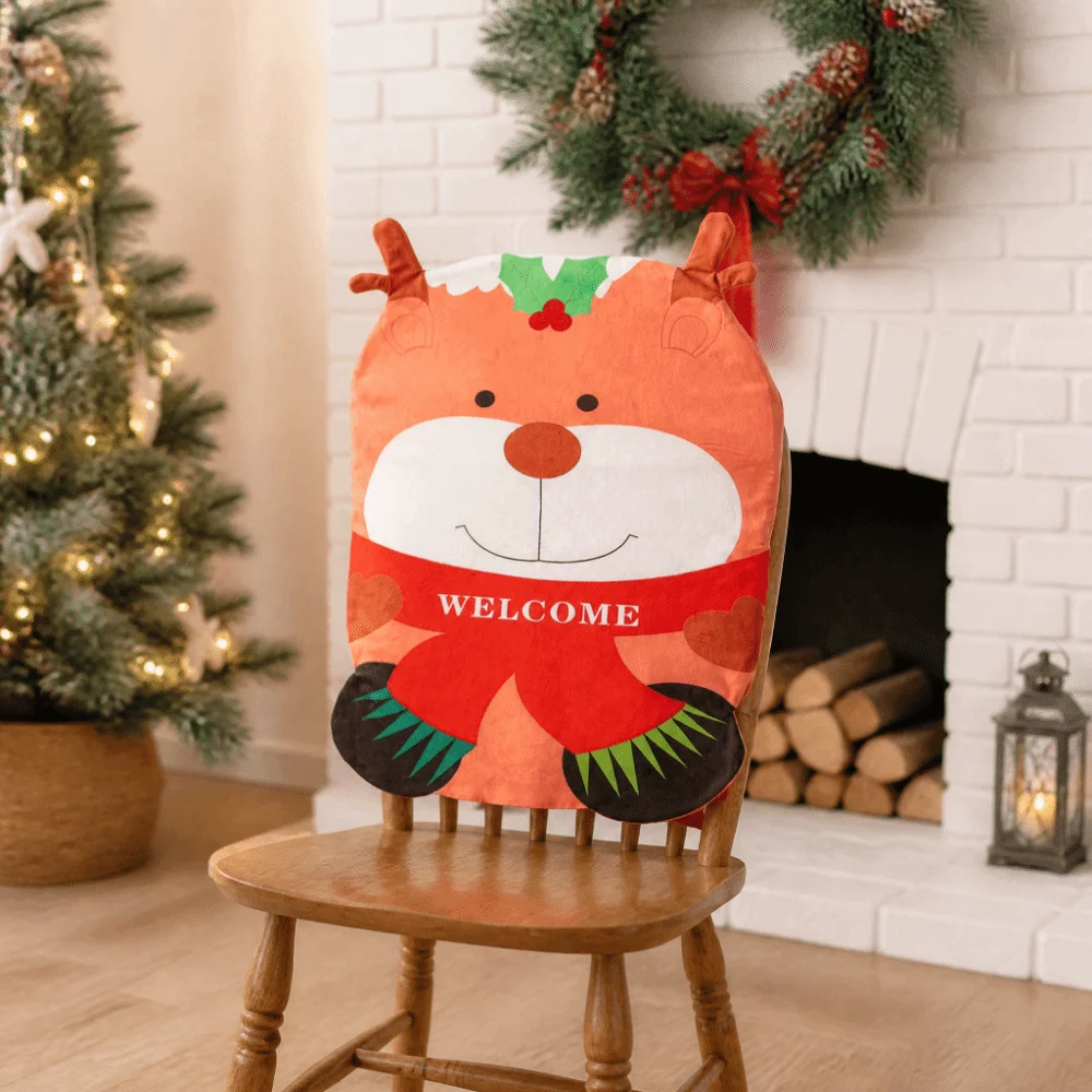 Snowman Christmas Chair Cover Elk Santa Claus Xmas Dinner Chair Seat Cover Reusable Soft Festival Table Decor Dress-up Props