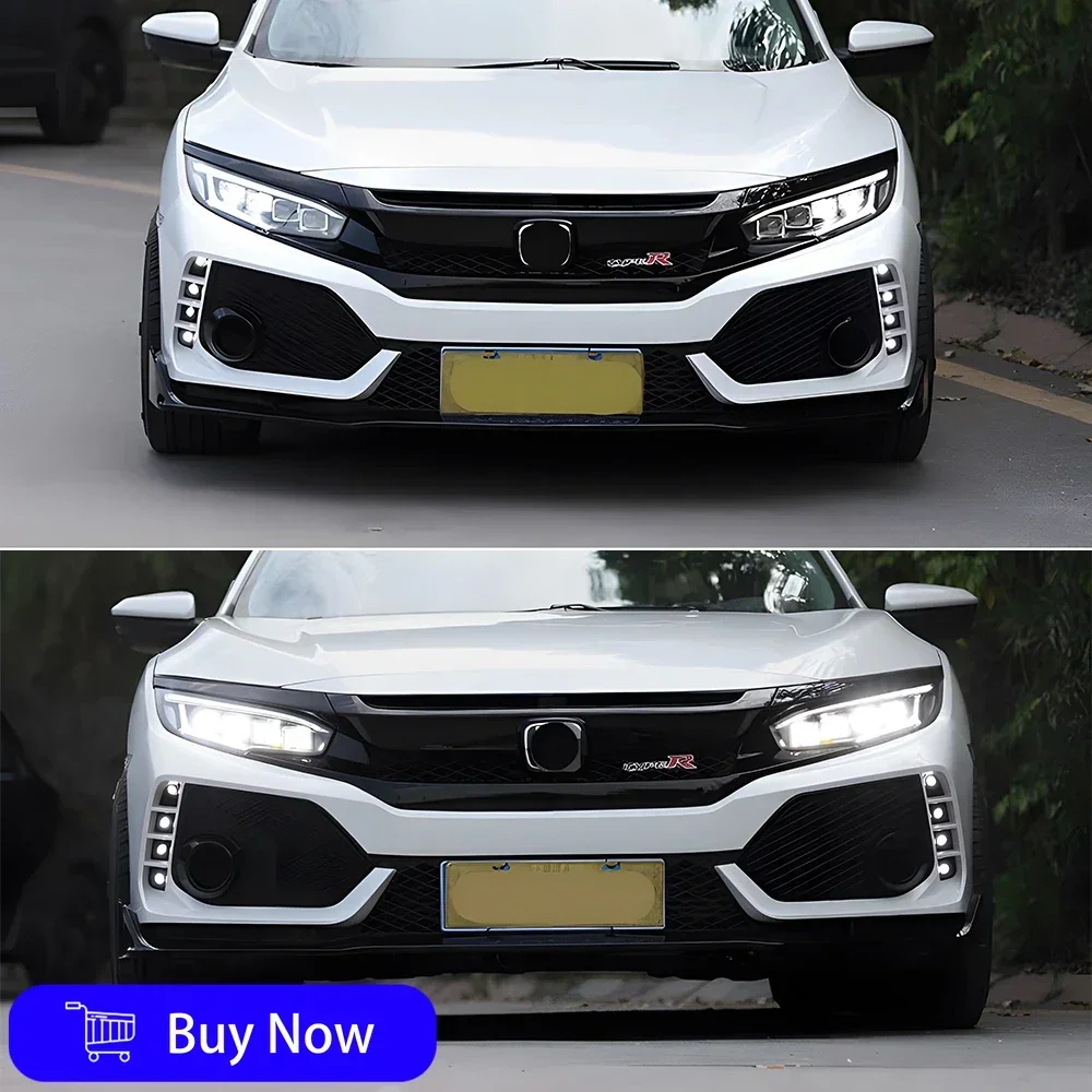 

Для Honda Civic 10th Fc 2016-2021 Обновление автомобильных фар в сборе 4 линзы проектора Стайлинг светодиодных автомобильных передних фонарей аксессуары