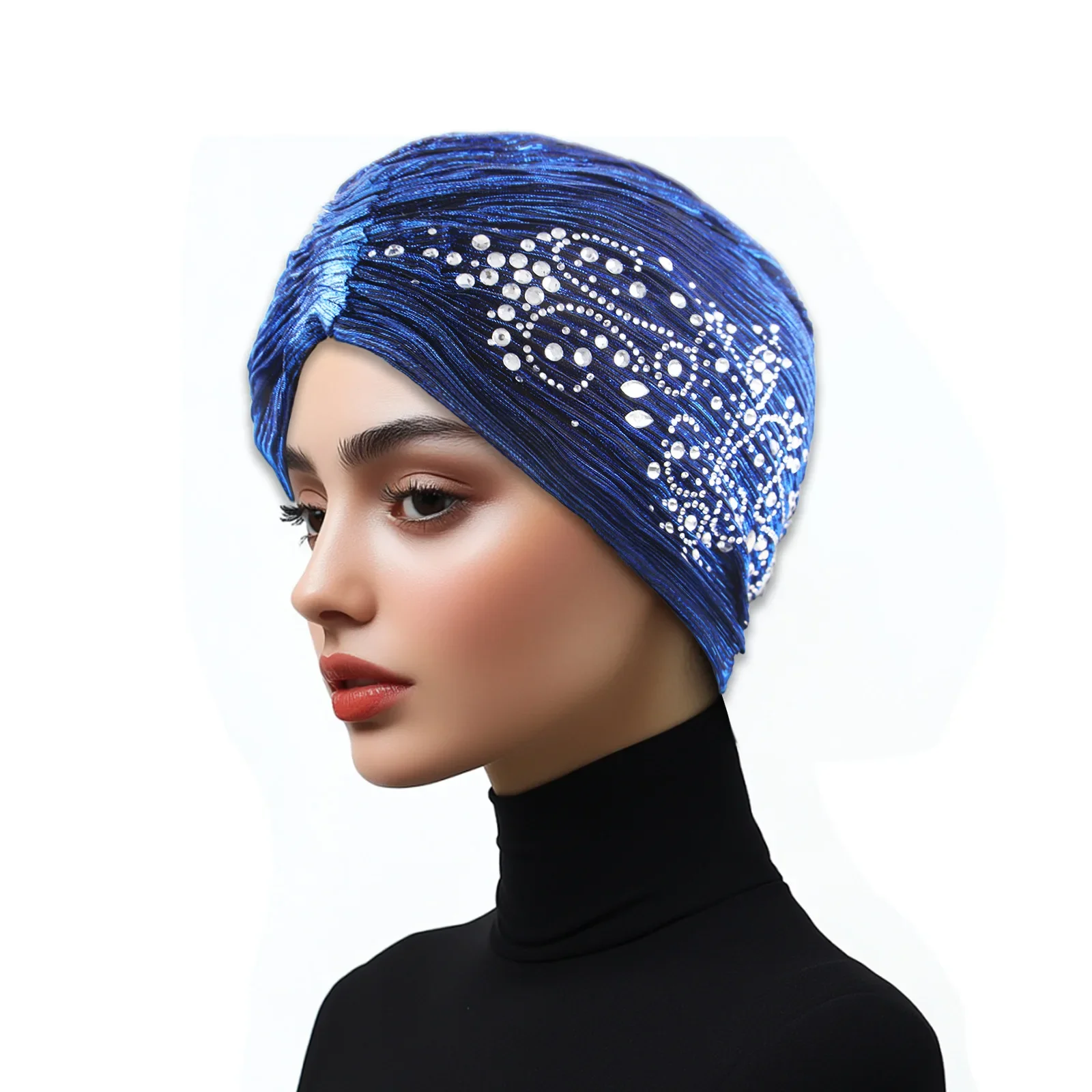 

2025 Glitter Indian Hat Women Muslim Hijab Bonnet Diamonds Beanies Turban Headscarf Hair Loss Head Wrap Chemo Cap Turbante Mujer