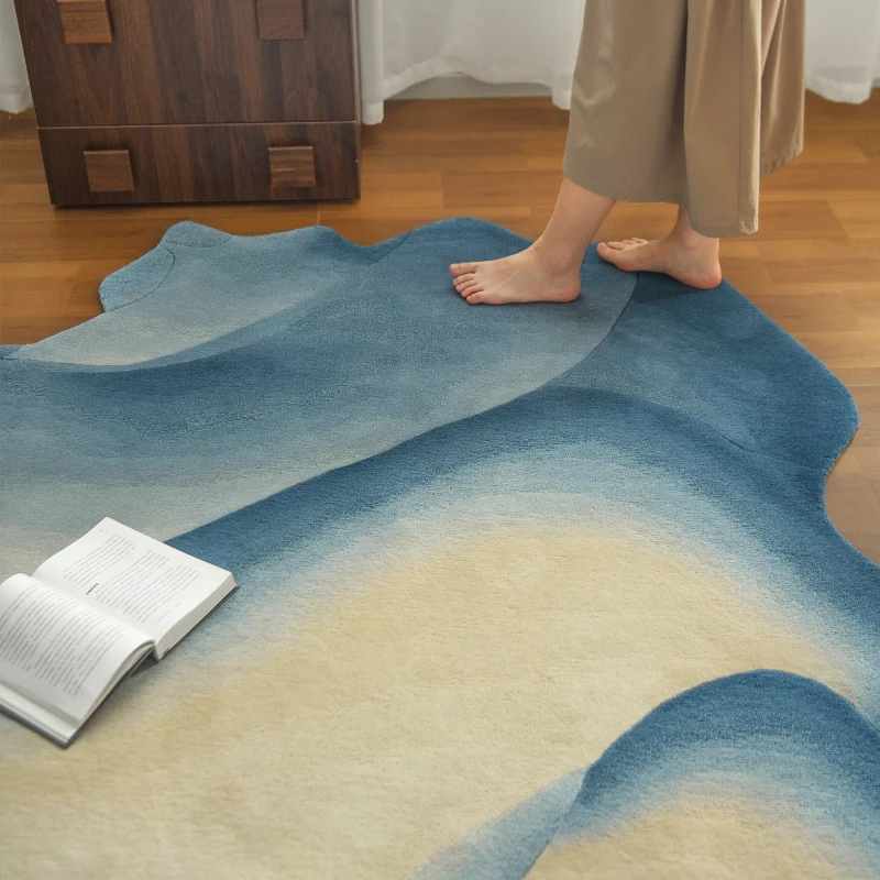 Thick Washable Floor Mat Home Fluffy Soft Rug Irregular Shapes Bedroom Decor Gradient Carpet Large Area Carpets for Living Room