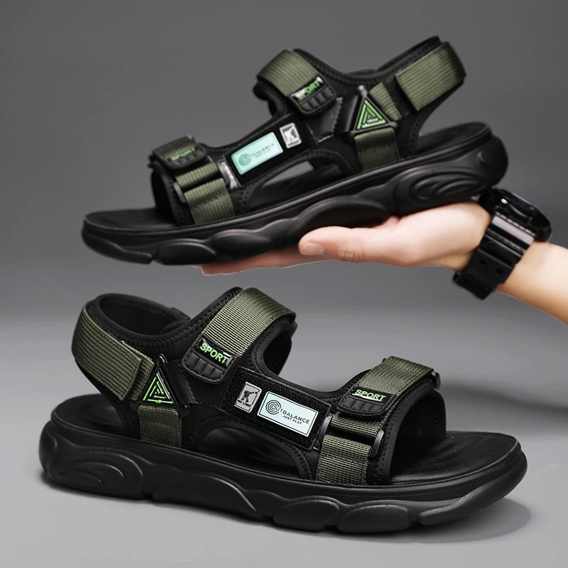 Men's Summer Outdoor Wear Anti-Slip Wear-Resistant Soft Bottom Water Sports Beach Slippers Sports Casual Breathable Slip-On S...