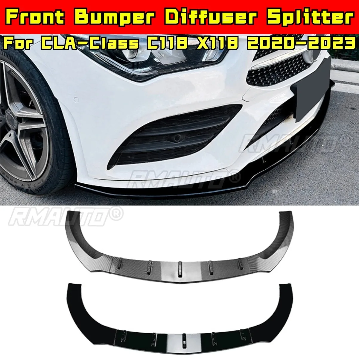 

For Mercedes Benz CLA-Class C118 X118 2020-2023 Body Kit Front Bumper Splitter Front Bumper Lip Diffuser Cover Accessories