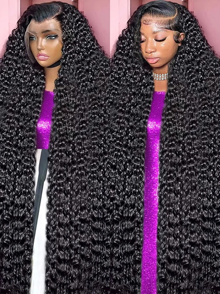 30 40 46 بوصة موجة المياه مجعد الدانتيل شعر مستعار أمامي 13x6 HD موجة عميقة الدانتيل الباروكة الأمامية غلويليس خصلات الشعر المستعار الإنسان للنساء 300% الكثافة #1