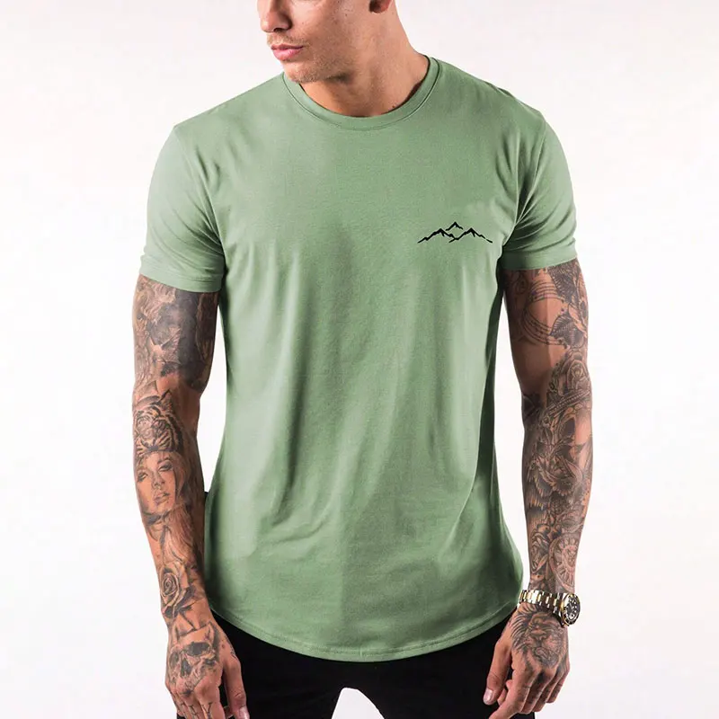 New Men's Fashion Short Sleeve Top Summer Comfortable Snow Mountain Logo Printed Green Short Sleeve T Shirt Outdoor Sportswear