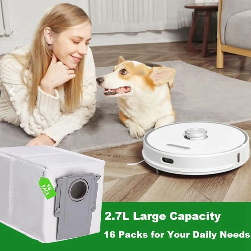 16แพ็คถุงเก็บฝุ่นสําหรับRoborock Q Revo Robot, Qrevo Maxv, S8 Max Ultra, S8 Maxv Ultraหุ่นยนต์ถุงสูญญากาศเปลี่ยนชิ้นส่วน