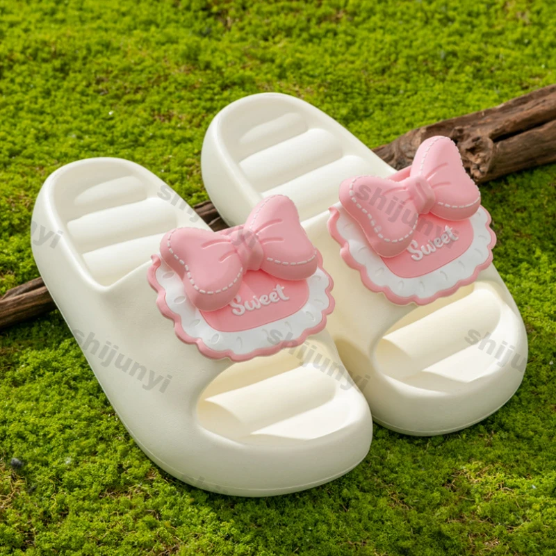 جديد لطيف القوس منصة النعال للنساء أحذية الحمام الداخلي الإناث الصيف سميكة وحيد المضادة للانزلاق الفتيات منزل الطابق الشاطئ الشرائح #3