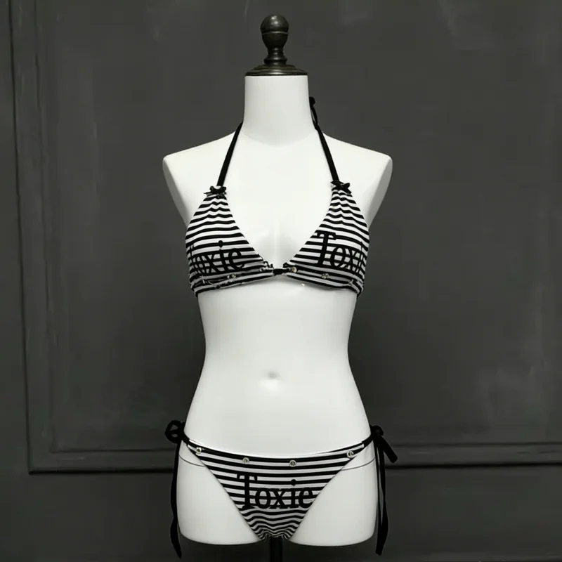 Summer New Cross border Gothic Sexy Hanging Neck Tank Top with Strap Printing Split Bikini