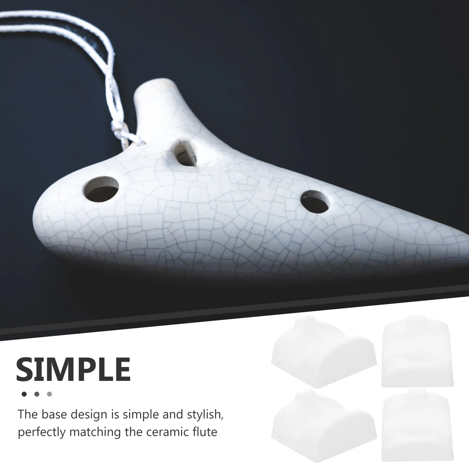 

4 Pcs Ocarina Stand 12 Hole Instrument Holder Ceramic Flute Accessory Portable Desk Base Storage Rack ABS White Resin