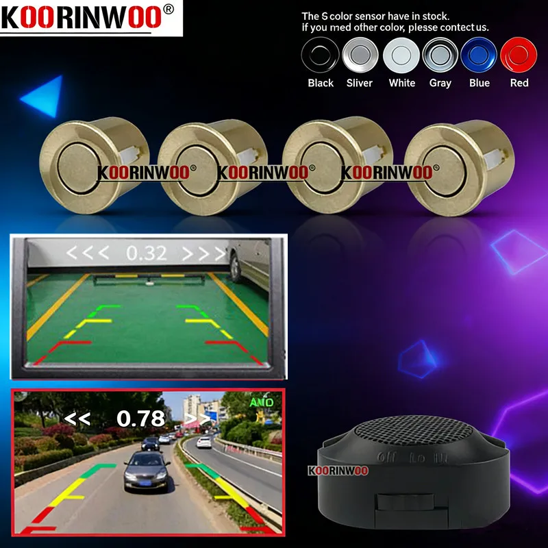 

Koorinwoo Cars Parking Sensors Video System For AHD/CVBS Radio Rear Camera Alarm Beep Backup Radar 4 Auto Parktronic Accessories