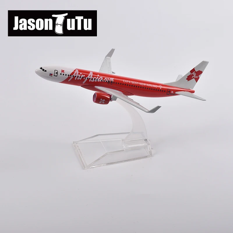 JASON TUTU AirAsia Boeing 737 Modèle d'avion en métal moulé sous pression à l'échelle 1/400, 16 cm, miniature authentique, cadeau de collection