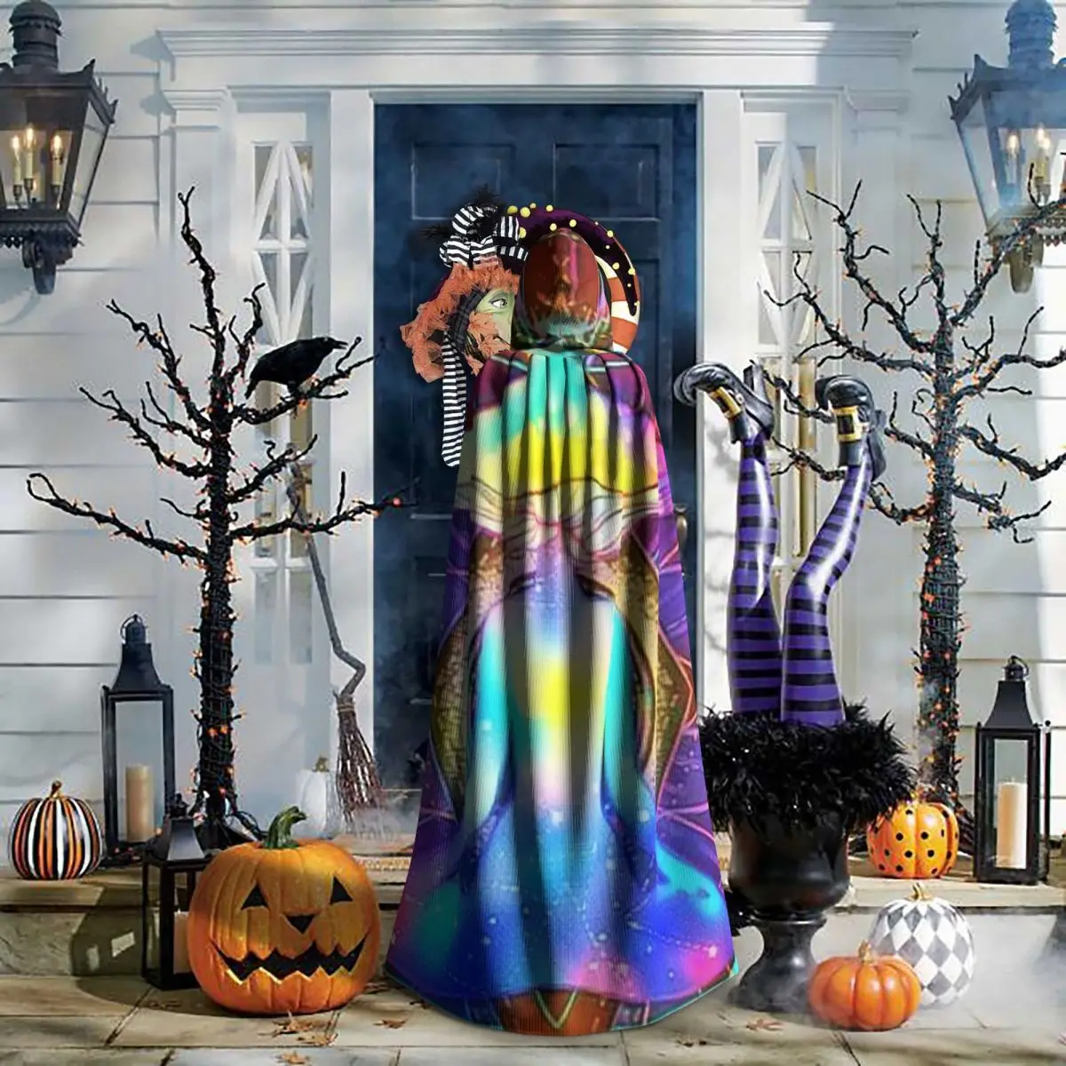 Иллюзионная Индия Мандала Психоделический Будда Гриб Дзен Длинный Плащ С Капюшоном Ведьма Средневековый Костюм Косплей Накидка Хэллоуин Вампир