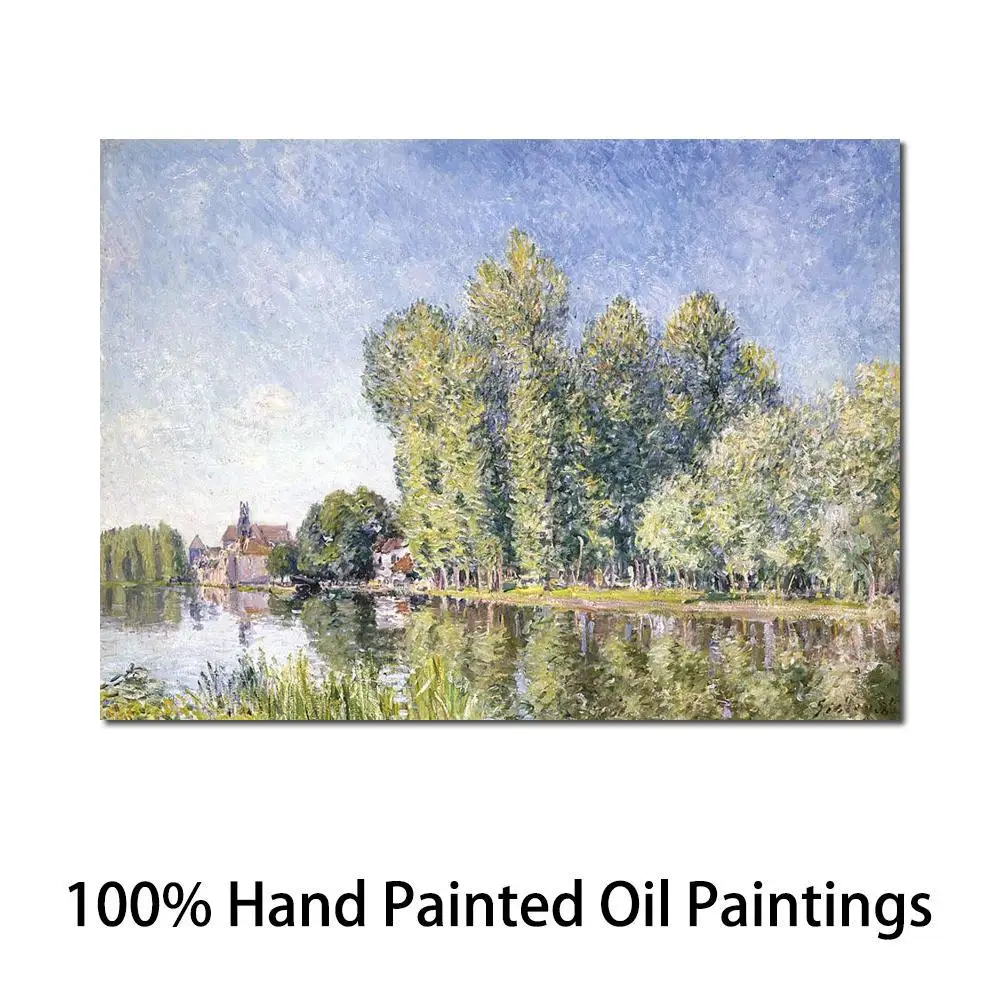 Canvas Art Landscape Impressionist Oil Painting Handmade Alfred Sisley Artwork Loing at Moret Modern Bedroom Decor High Quality