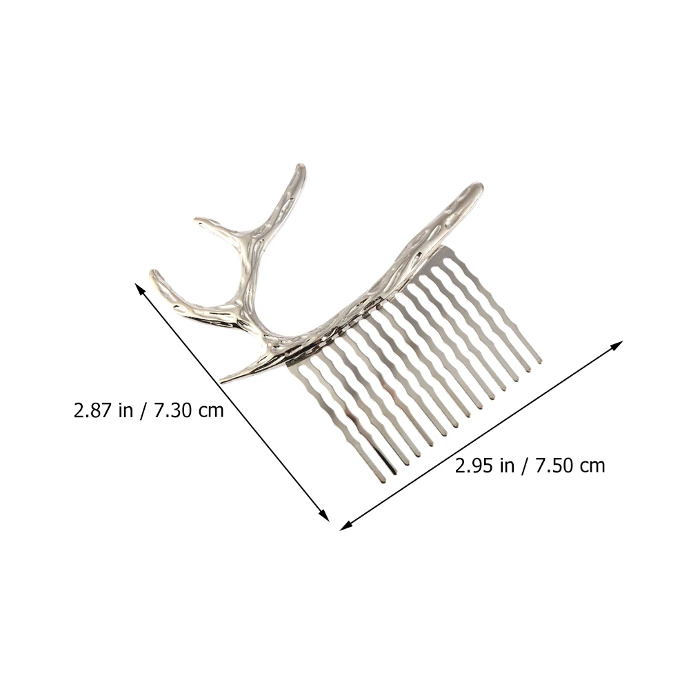 

2Pcs Antlers Hair Comb Alloy Decorative Women Headwear Rhinestone Female Headdress Hair Accessories Special Occasion Photo Prop