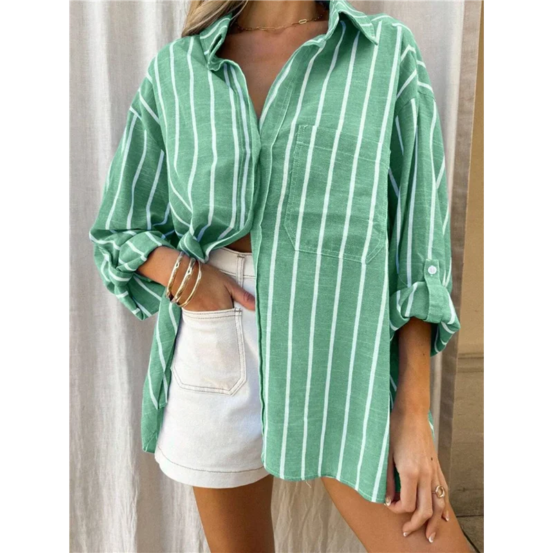 レディース クラシックフィット 長袖シャツ ボタンダウン 長袖 カジュアルブラウスシャツ