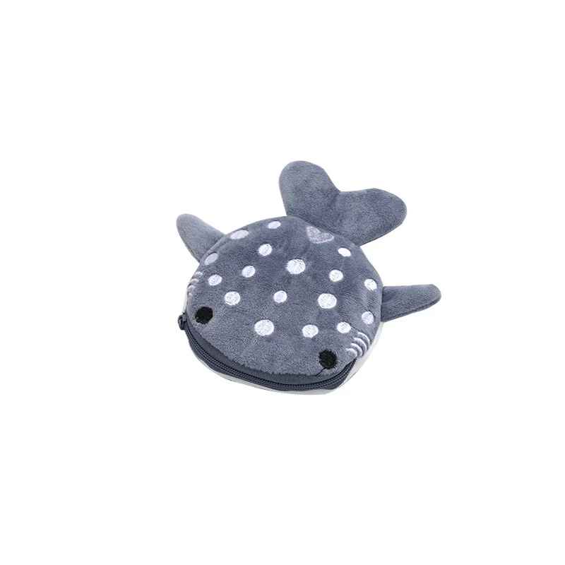 Monedero de tiburón de peluche con dibujos animados de 13cm, billetera de animales de peluche para mujeres y niños, monedero con cremallera, bolsa para auriculares, llaves, almacenamiento de dinero Ba