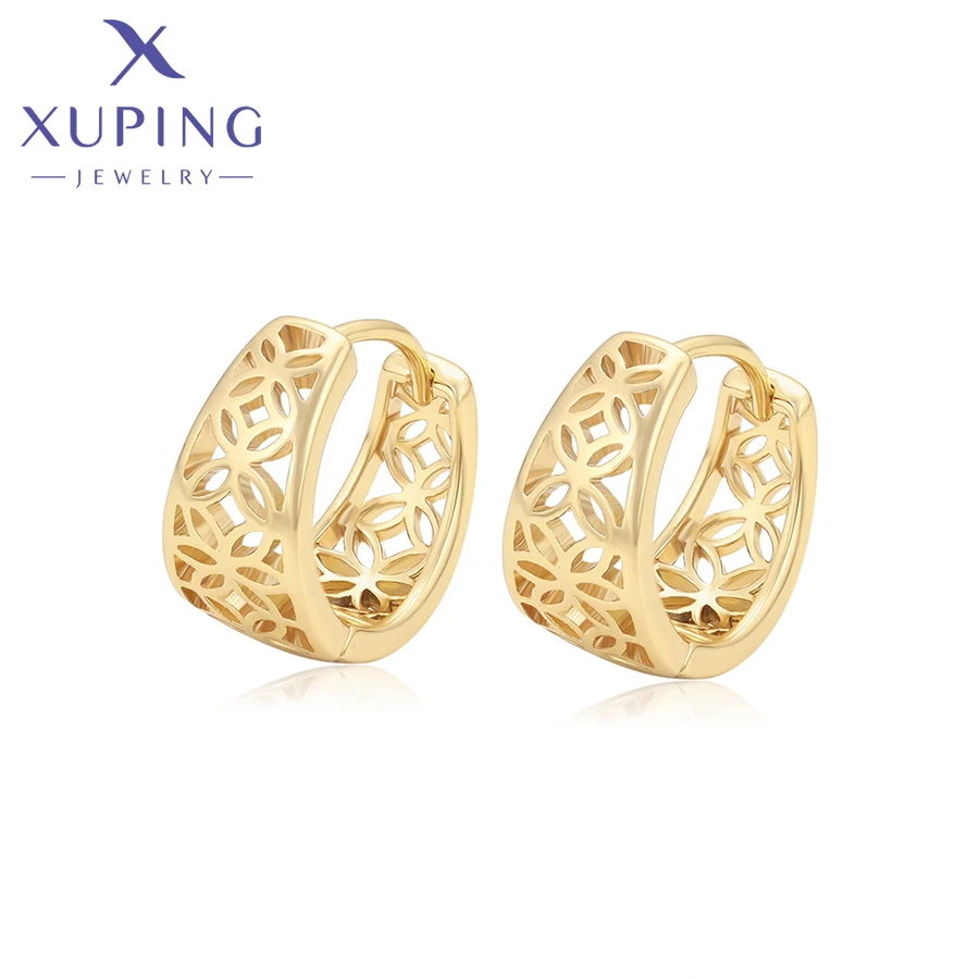 Xuping Jewelry New Arrival Promotion Simple No Stone Light Gold Color Huggies Earrings for Women Party Gift X000673137