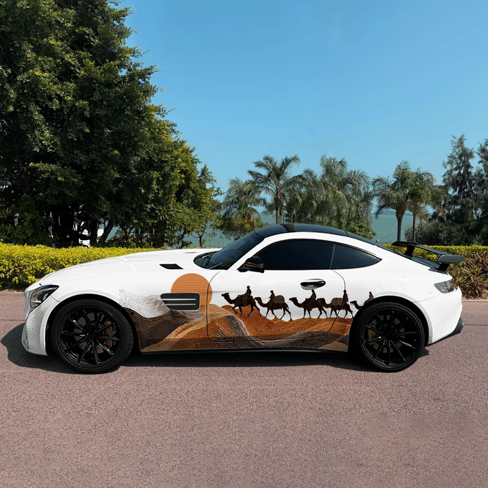 

Desert Camel Team Sunset Car Side Sticker Decoration,PVC Waterproof Scratch Resistant Decal,Car Protection,Auto Accessories Gift