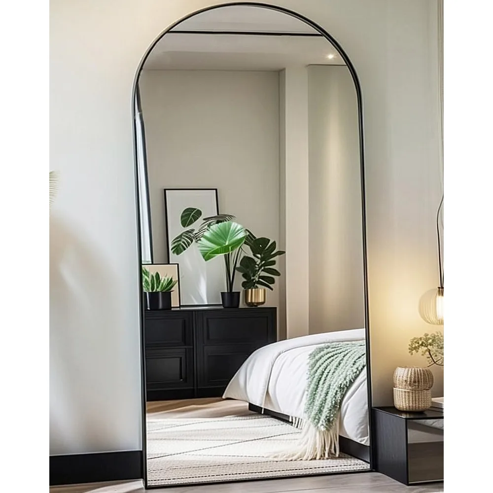 Arched Full Length Mirror81 x41 Body Floor Mirror Standing Hanging or Leaning Wall, Arch Wall with Stand Aluminum Alloy Frame f