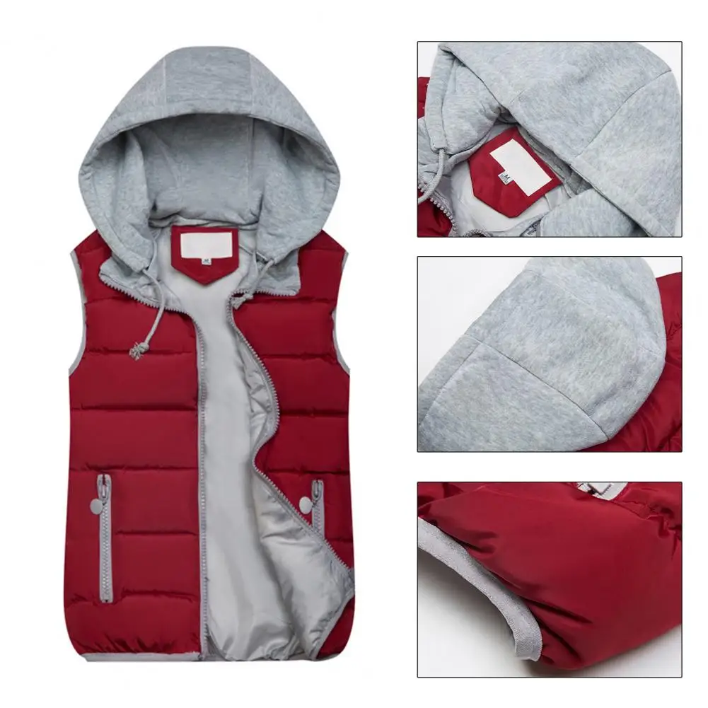 صدرية بقلنسوة للنساء ، ملابس شارع أنيقة ، سترة بلون متباين ، سترة قطنية مع جيوب