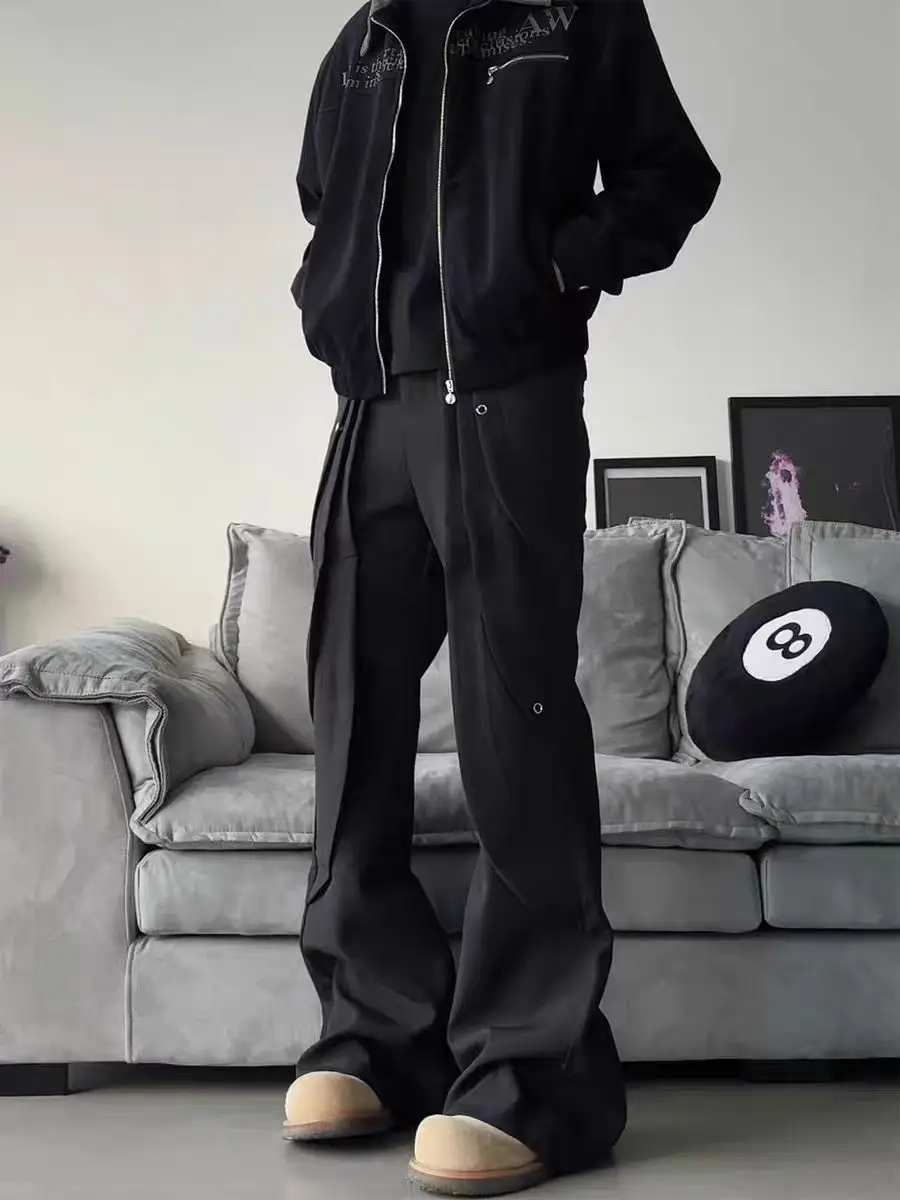 

Повседневные брюки Cleanfit Bell Bot с высокой талией Vibe Деконструированный дизайн Мужские и женские круглые дуговые кольца Американский Sle Lon...