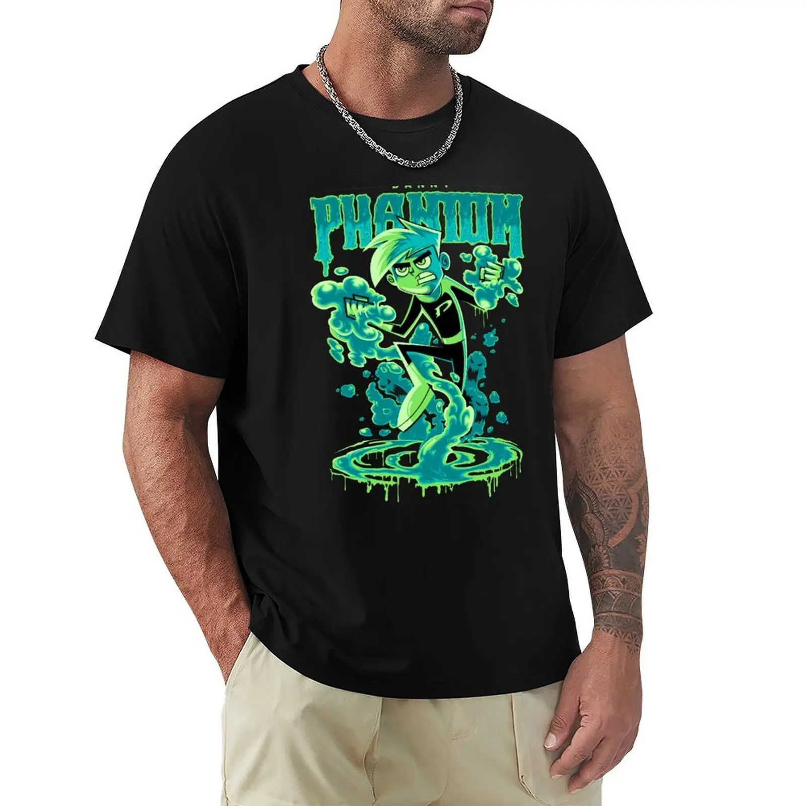 Danny Phantom Ghost Hunting Superhero Power Up T-Shirt Plus Size Solid Color T-Shirt