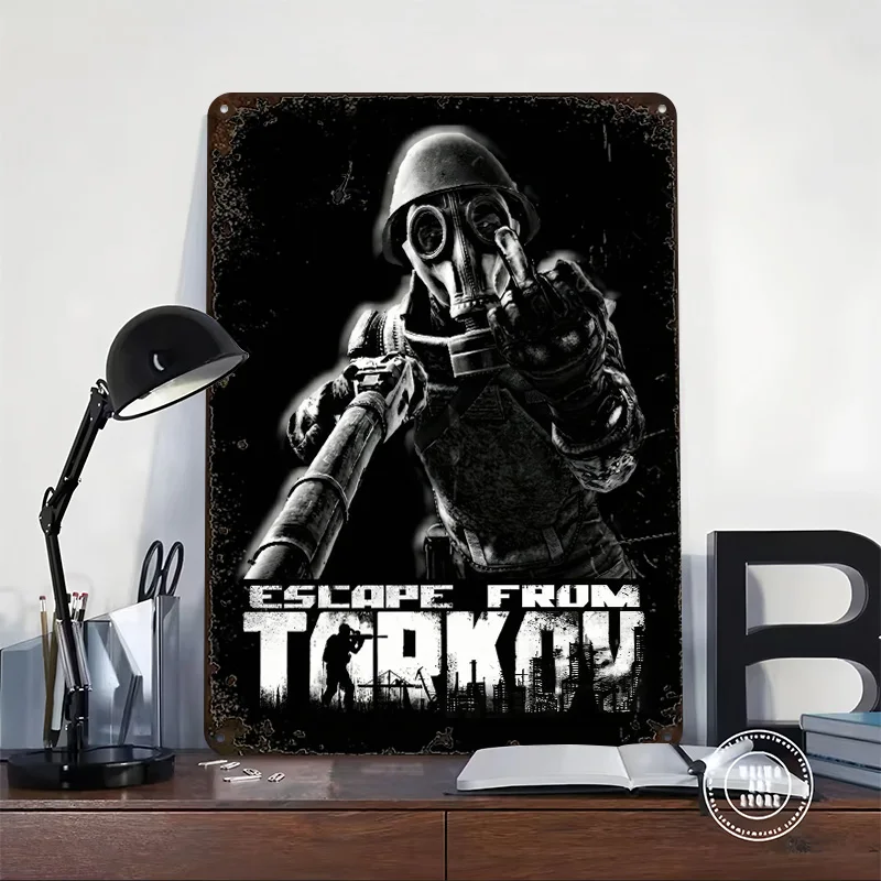 Escape From Tarkov - Aggressive Stance Personalized 3D Textured Metal Poster Wall Art Vintage Tin Signs for Decoration Garage